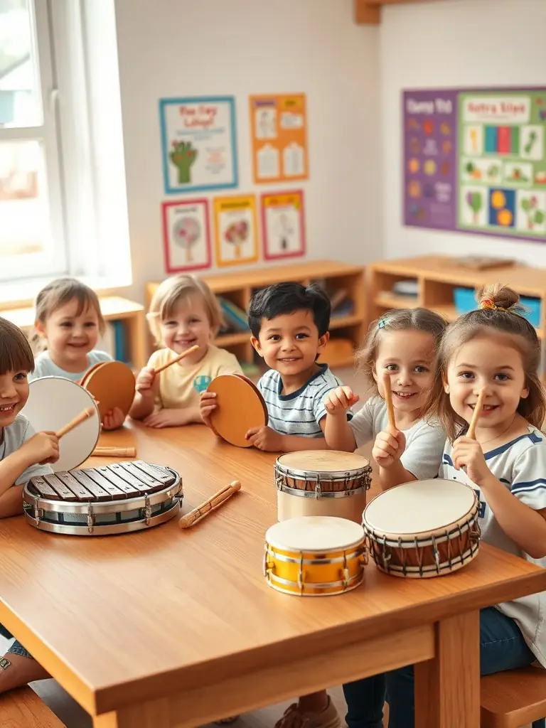 A photo of participants engaged in a music workshop facilitated by Association Cutting Corners, emphasizing hands-on learning and skill development.