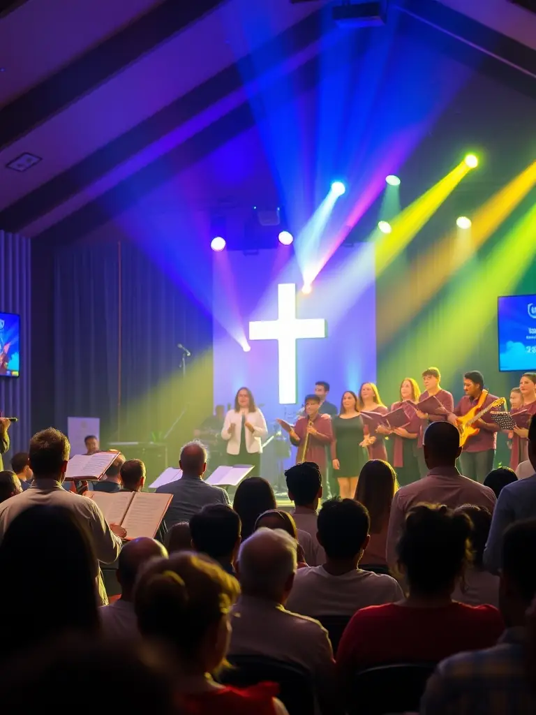 A group of musicians performing on stage at a local community event, showcasing the vibrant energy and artistic talent supported by ASSOCIATION CUTTING CORNERS.